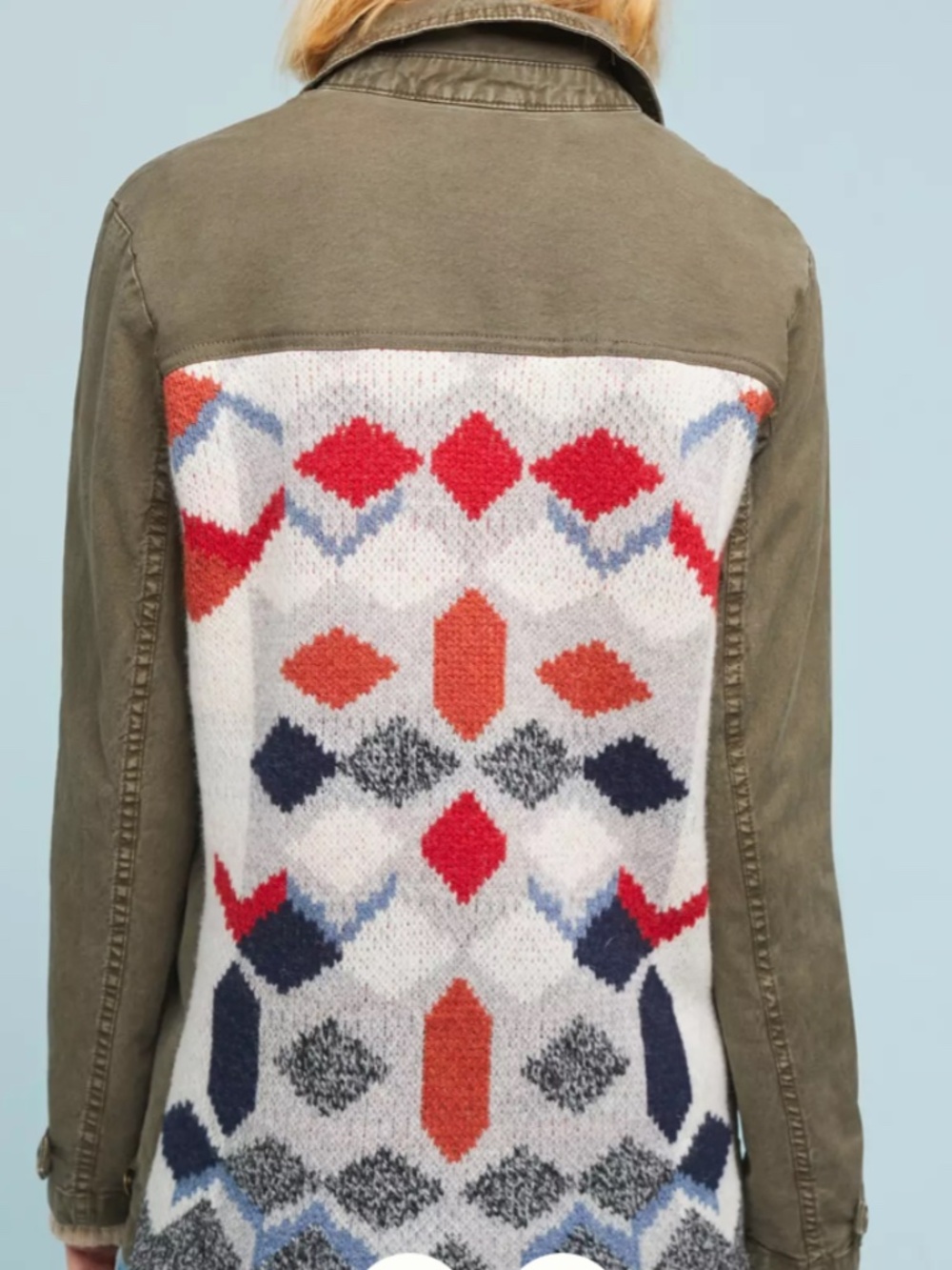Anthropology Arly Sweater-Back Army Green Anorak Jacket